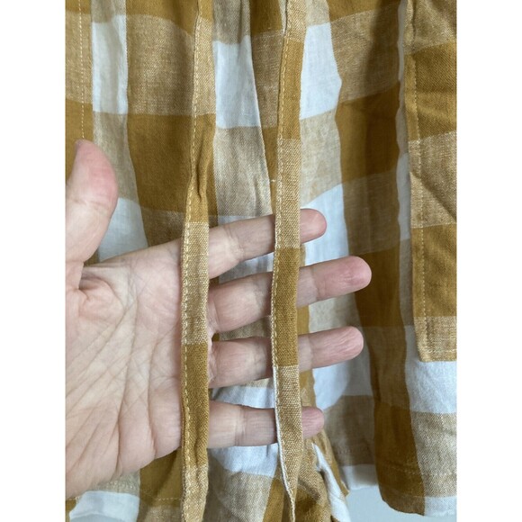 NEW Who What Wear Plaid Check Shorts XL Linen Rayon Gold Yellow - Picture 3 of 7